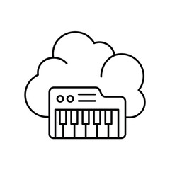 piano line icon with white background vector stock illustration