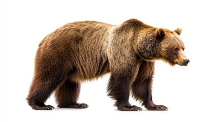 Fototapeta premium Brown Bear in Profile on White Background