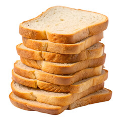 Stacked bread slices Isolated white background