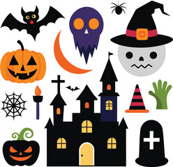set of Halloween ghost icons