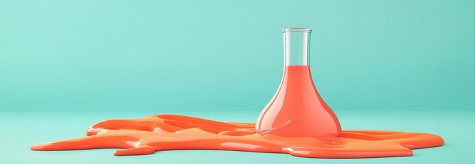 Chemical experiment gone wrong, corrosive spill spreading fast, 3D illustration