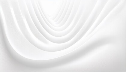 Fototapeta premium Perspective Bent Smooth Lines Blank Subtle Minimalistic 3D White Abstract Background. Futuristic Technology Wide Wallpaper. modern white background