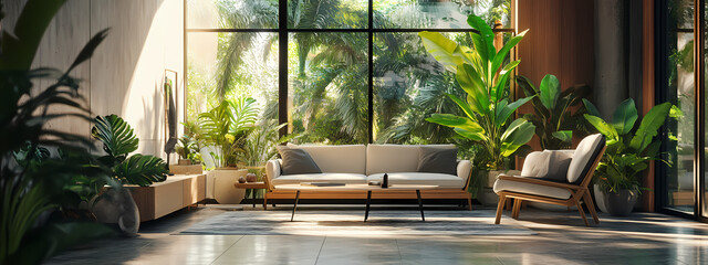 Fototapeta premium Modern Jungle Retreat