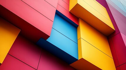 Abstract colorful geometric composition, multi-layered, vivid contrasts, visually striking