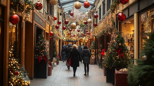Christmas Shopping Under Festive Lights