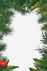 Tropical Green Leaves Border Frame