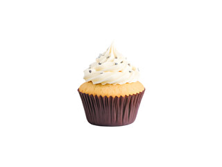 fresh tasty delicious cupcake muffin with sprinkles and icing isolated on transparent background 
