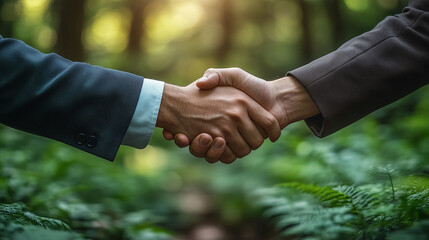 Close-Up of Two Businessmen Shaking Hands in a Professional Business Environment Captured at a 45-Degree Angle in 8K Resolution, Emphasizing Partnership and Agreement