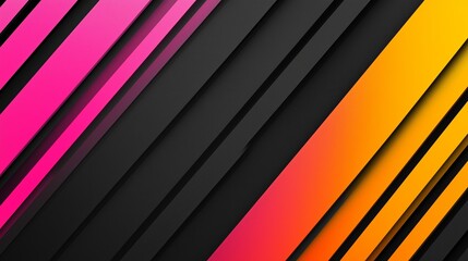 Obraz premium A black and orange striped background with pink and black lines. A minimalist graphic design featuring sleek lines and bold colors