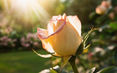 Rosebud in Sunlight Unfurling for a Romantic Valentine Background