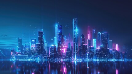 Fototapeta premium futuristic city skyline wallpaper