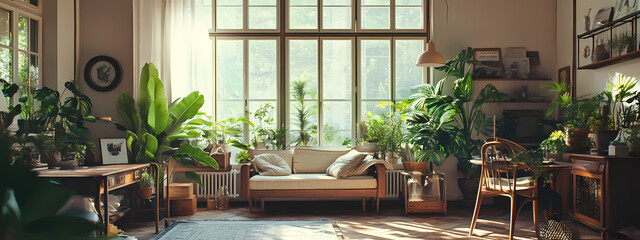 Fototapeta premium Vintage Greenery Living Space