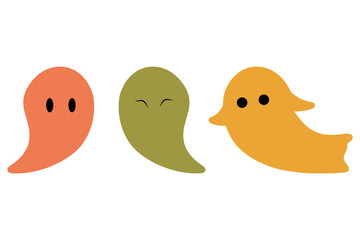 Simple ghost collection, colorful ghosts vector clipart 