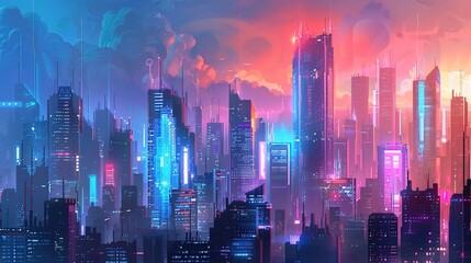Fototapeta premium futuristic city skyline wallpaper