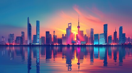 Fototapeta premium future city skyline wallpaper
