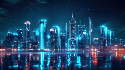 Obraz premium future city skyline wallpaper