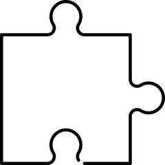 Puzzle piece icon continuous one drawing. Toy kids company logotype symbol template concept. Vector illustration, editable stroke.