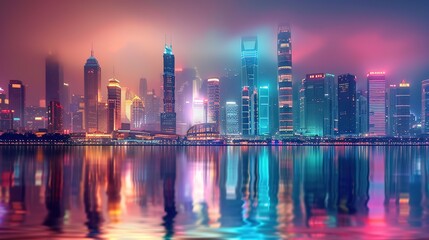 Obraz premium future city skyline wallpaper