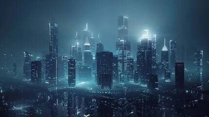 Obraz premium future city skyline wallpaper