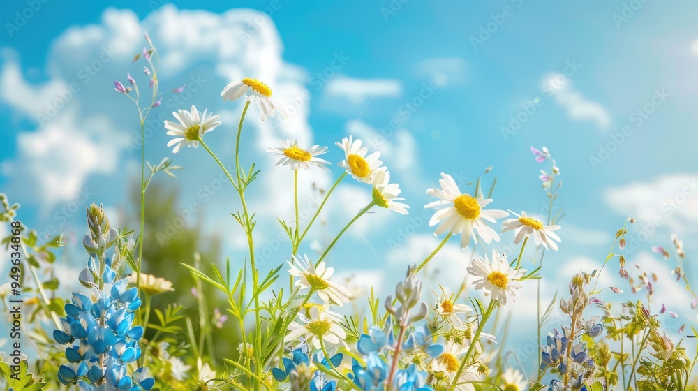 Canvas Prints Wildflowers in Bloom Under a Sunny Sky