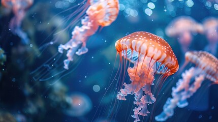 Obraz premium Glowing jellyfish wallpaper