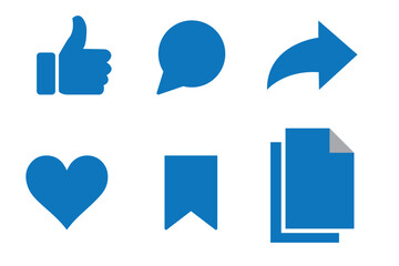 Like, comment, share icon buttons and Thumbs up and love heart flat Black line art icon in modern speech bubble shapes , Social media notification icons. emoji post reactions set. Vector illustration