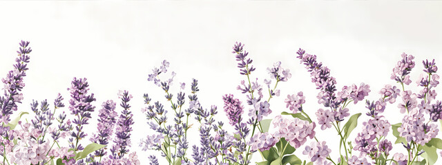 Naklejka premium Lilac and Lavender Botanical Duo