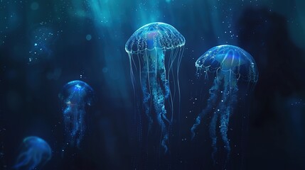 Obraz premium Glowing jellyfish wallpaper