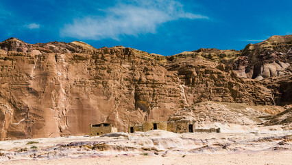 dwelling bedouin in the desert among the mountains in Egypt Dahab South Sinai