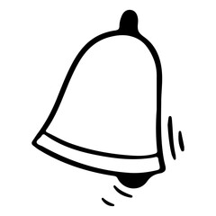 Doodle notification bell, alert danger information sign set. Scribble hand drawn doodle exclamation point, stop warning sign.