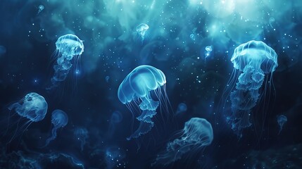 Fototapeta premium Glowing jellyfish wallpaper