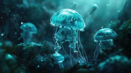 Glowing jellyfish wallpaper