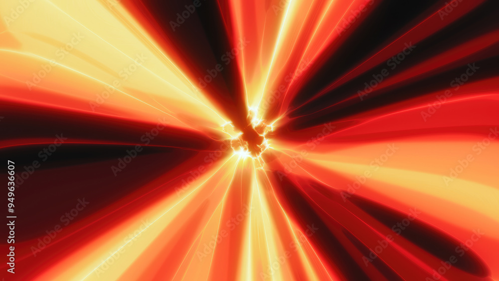 Aufkleber a dynamic burst of vibrant red and yellow light rays creating high-energy tunnel effect with speed a