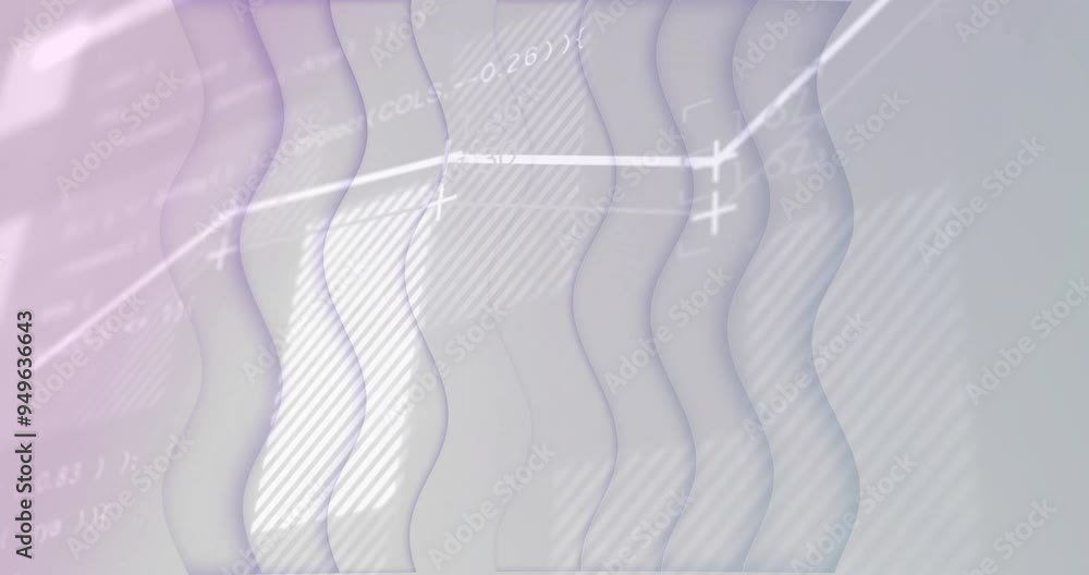 Poster Wavy lines and coding text animation over light background