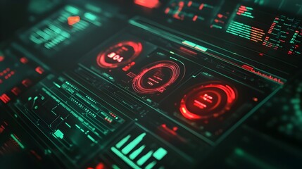 Risk Analysis Digital Dashboard with Red and Green Indicators 3D