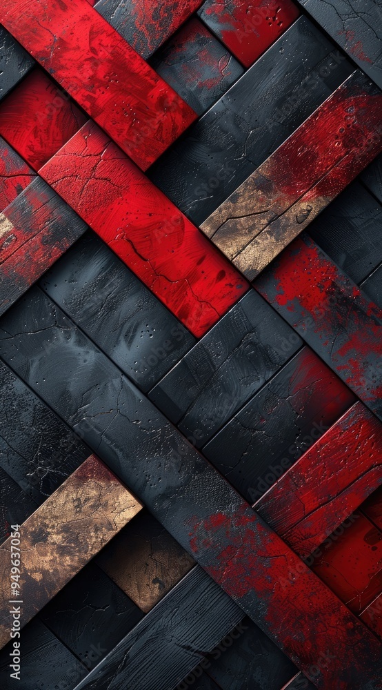 Poster dark red and black background with three dimensional