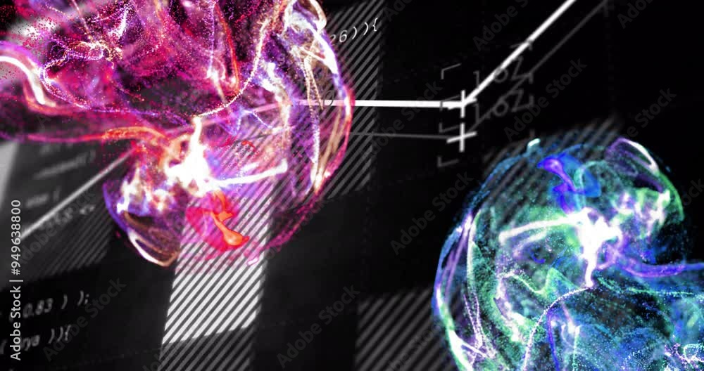 Poster neural network connections and brain activity animation over dark background