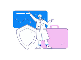 Medical characters fighting the epidemic flat vector concept operation hand drawn illustration
