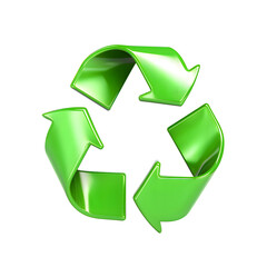 Obraz premium Green recycle icon isolated on transparent background