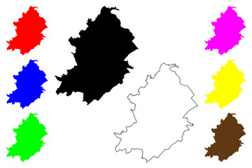 Rhein-Hunsruck-Kreis district (Federal Republic of Germany, State of Rhineland-Palatinate) map vector illustration, scribble sketch Rhein Hunsrueck Kreis map