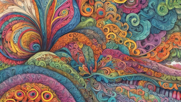 colorful zentagle illustration