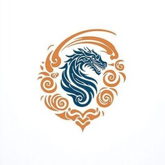 Obraz premium Blue Dragon with Swirling Clouds Symbol