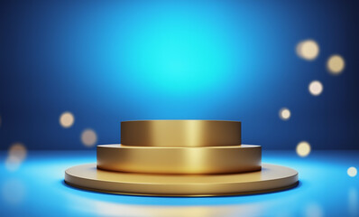 podium with blue background