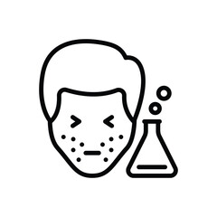 Black line icon for chemical allergy