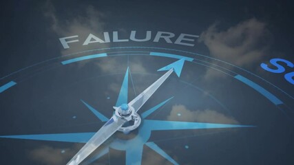 Compass pointing towards success over failure animation - Powered by Adobe