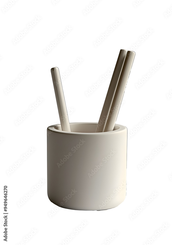 Poster sleek and minimalist white pencil holder in a realistic photo. showcase the clean lines and modern d