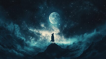 Fototapeta premium Wolf Howling at the Moon