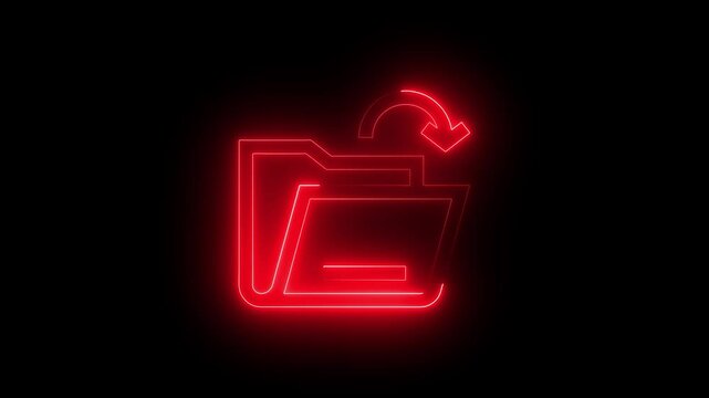 Glowing neon line Document folder icon isolated on black background. Accounting binder symbol. Bookkeeping management.
