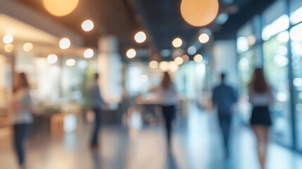 Business office with blurred people casual wear, with blurred bokeh background