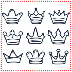 Hand Drawn Crown Icons Vector Collection   Perfect for Elegant Designs